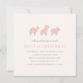 Convite de Aniversário para Cookies Animais - Bubb