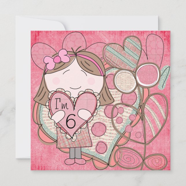 Convite de Aniversário para Corações e Amor (Frente)