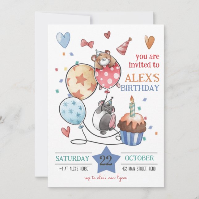 Convite de Aniversário para Crianças com Hedgehog (Frente)