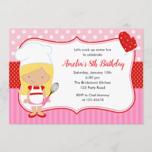 Convite De Aniversário Para Crianças Cozinhar (Bak
