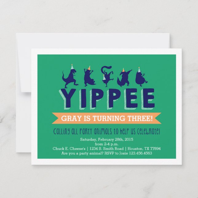 Convite de Aniversário para Crianças de Animais de (Frente)