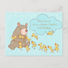 Convite de Aniversário para Crianças de Urso e Duc