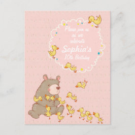 Convite de Aniversário para Crianças de Urso e Duc