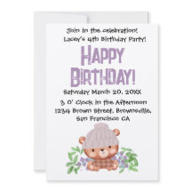 Convite De Aniversário Para Crianças Do Beanie Bea