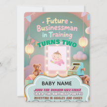 Convite de aniversário para crianças do Pastel Gre