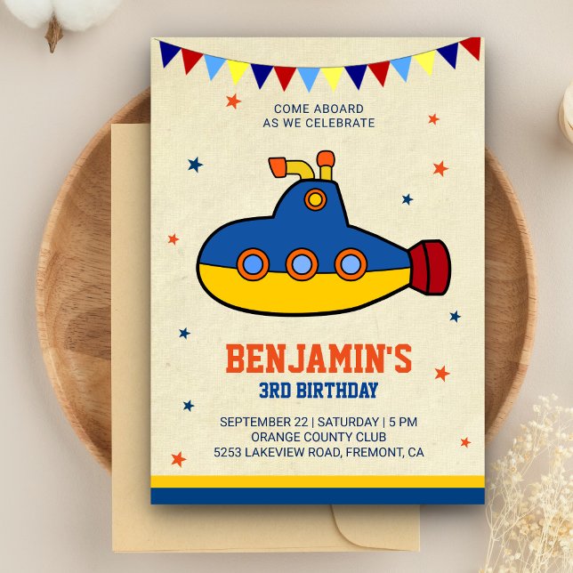 Convite de Aniversário para Crianças do Submarino  (Criador carregado)