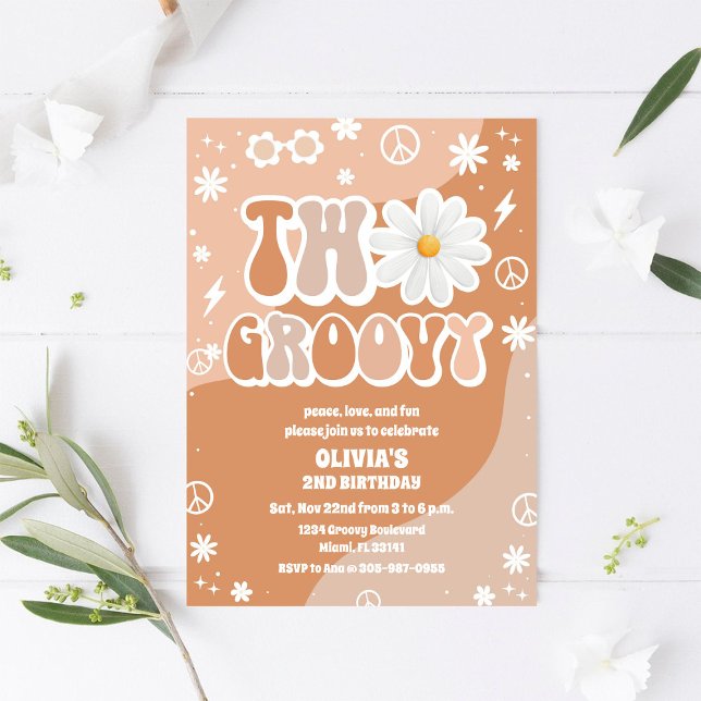 Convite de Aniversário para Crianças Groovy Retro (Criador carregado)