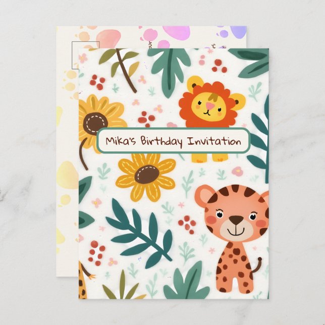 Convite de Aniversário para Crianças no Estilo da  (Frente/Verso)