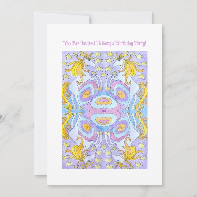 Convite de Aniversário para Crianças Unicorn (Frente)