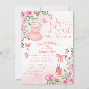 Convite de Aniversário para Dança e Swirl