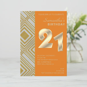 Convite de Aniversário para Deco de Arte Dourada