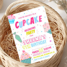 Convite de Aniversário para Decoração de Cupcake 
