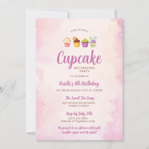 Convite de Aniversário para Decoração de Cupcake