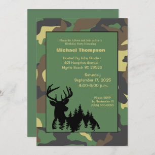 Convite de aniversário para Deer Hunter Camouflage