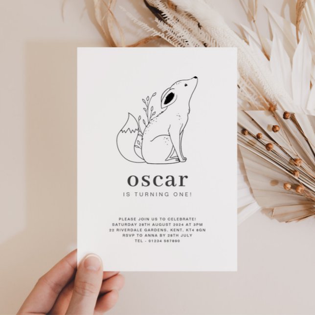 Convite de Aniversário para Desenho de Linha Fox (Criador carregado)