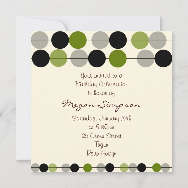 Convite de Aniversário para Design do Círculo Verd (Frente)