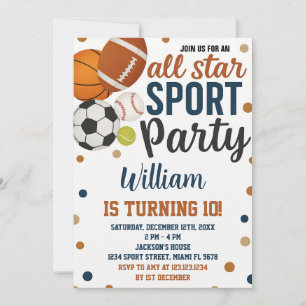 Convite de Aniversário para Desportivos do Dia de 