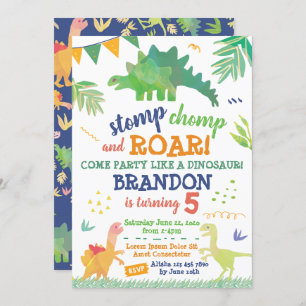 Convite de Aniversário para Dinossauro Bonito