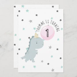 Convite de Aniversário para Dinossauro Cute Person