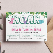 Convite de Aniversário para Dinossauros Bonitos