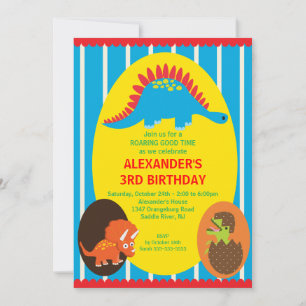 Convite de Aniversário para Dinossauros Divertido