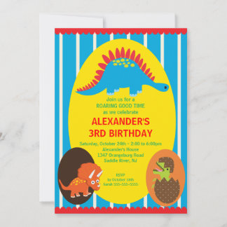 Convite de Aniversário para Dinossauros Divertidos