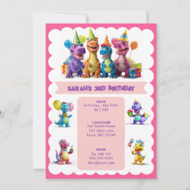 Convite de aniversário para Dinossauros Felizes