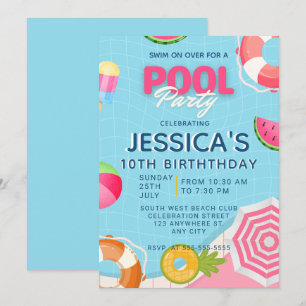 Convite de Aniversário para Dividir Piscina de Abe