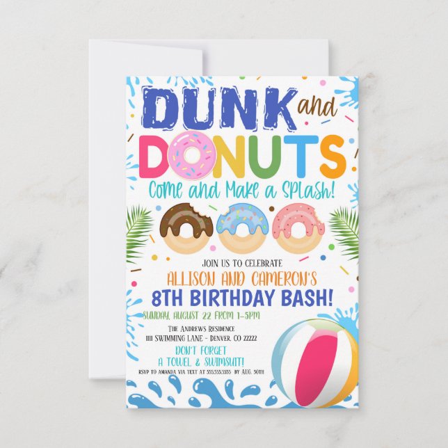Convite de Aniversário para Dunk e Rosquinha (Frente)