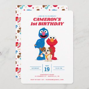 Convite de aniversário para Elmo, Grover e Tango