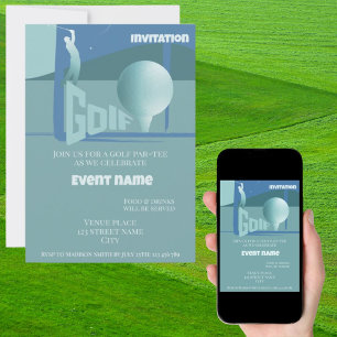Convite de aniversário para evento de golfe par-te