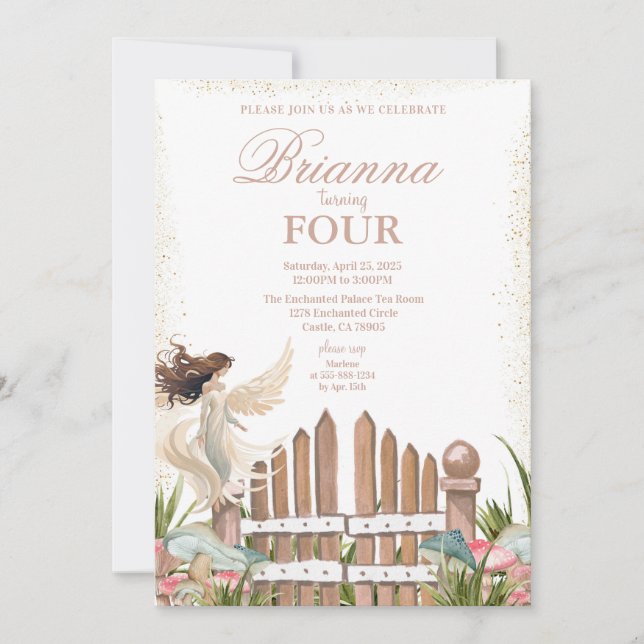 Convite de Aniversário para Fadas de Jardim Magnét (Frente)