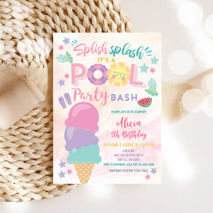 Convite de Aniversário para Festa Colorida na Pisc