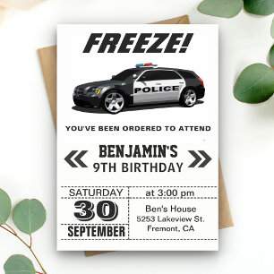 Convite de Aniversário para Festa com Carro de Pol