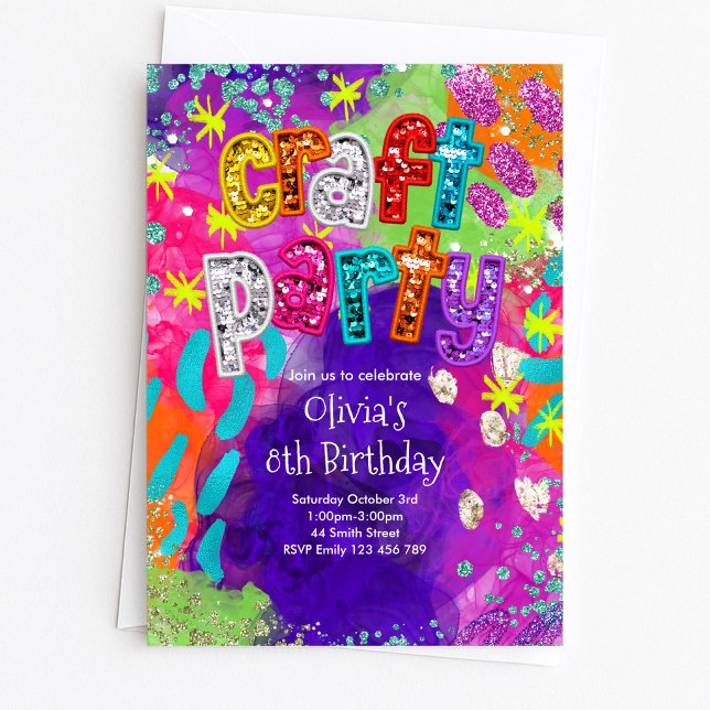 Convite de Aniversário para Festa de Artesanato (Criador carregado)