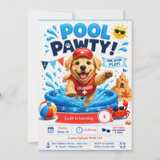 Convite de Aniversário para Festa de Cachorrinho n (Frente)