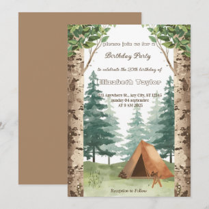 convite de aniversário para festa de camping de es