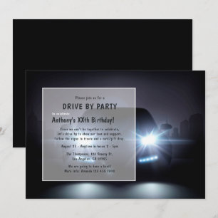 Convite de Aniversário para Festa de Carro à Noite