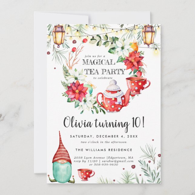 Convite de Aniversário para Festa de Chá de invern (Frente)