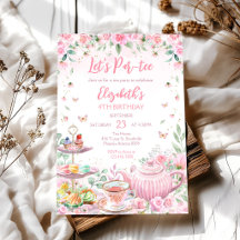 Convite de Aniversário para Festa de Chá Floral