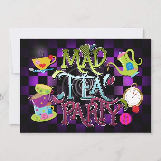 Convite de Aniversário para FESTA DE CHÁ LOUCa Cap (Frente)