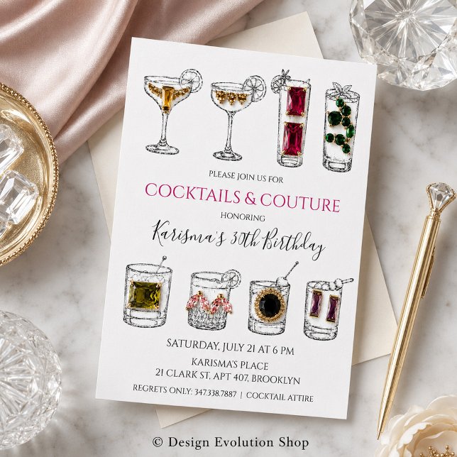 Convite de Aniversário para Festa de Cocktail Fash (Criador carregado)