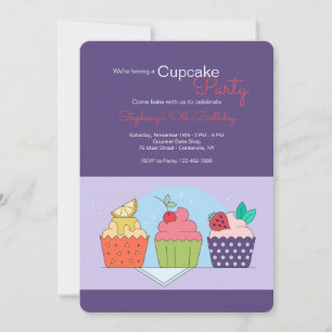 Convite de Aniversário para Festa de Cupcake