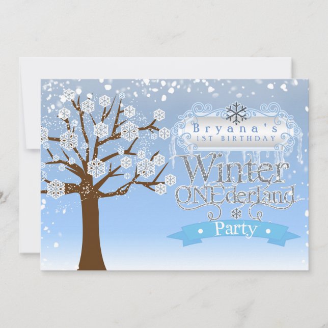 Convite de Aniversário para Festa de Inverno ONEde (Frente)