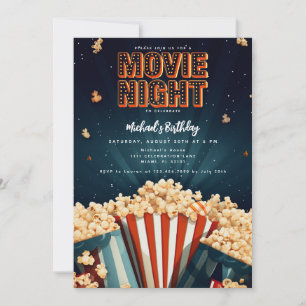 Convite de Aniversário para Festa de Noite de Cine
