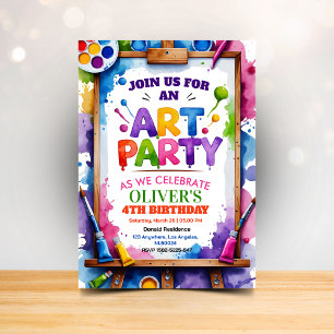 Convite de Aniversário para Festa de Pintura de Ar