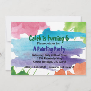 Convite de Aniversário para Festa de Pintura em Aq