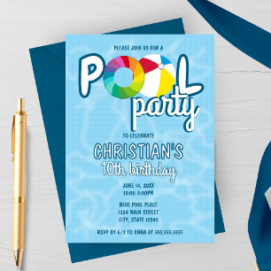 Convite de Aniversário para Festa de Piscina