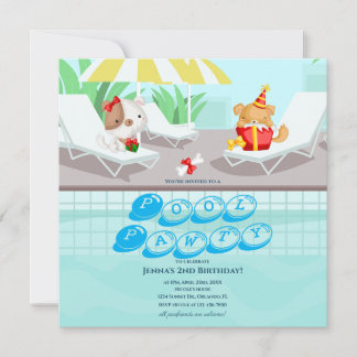 Convite de Aniversário para Festa de Piscina Azul