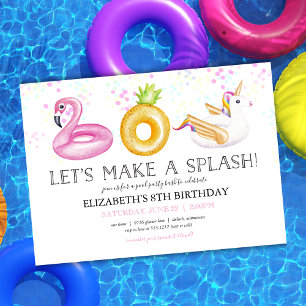 Convite de Aniversário para Festa de Piscina com B